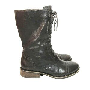 Vince Camuto Fantasa Lace-Up Mid-Calf Boot Brown Leather Womens  10/40
